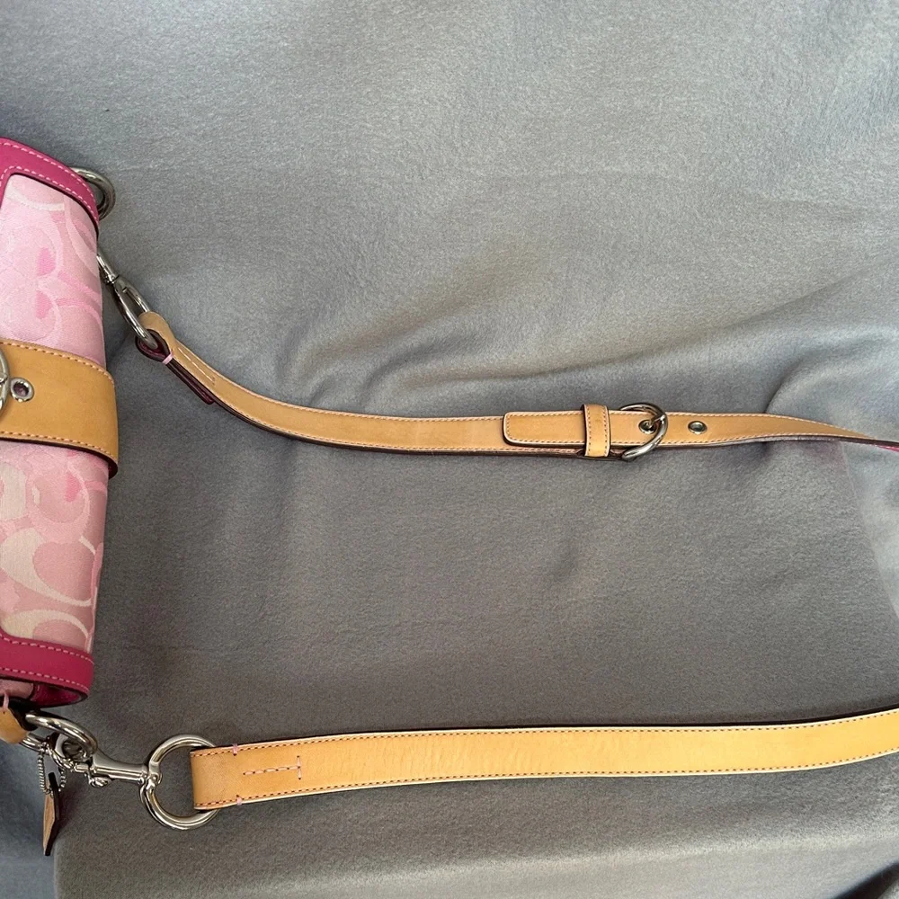 Coach 1854 Pink Signature Jacquard Buckle Flap Crossbody with Tag RARE Vintage - Picture 11 of 16